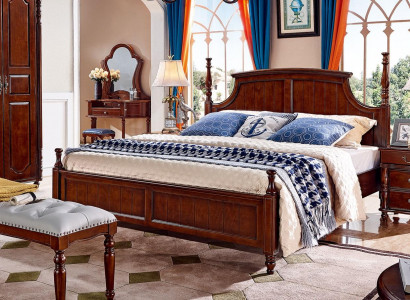 Bedden Massief Tweepersoonsbed Bed Meubels Hout Ontwerp Slaapkamer Klassiek