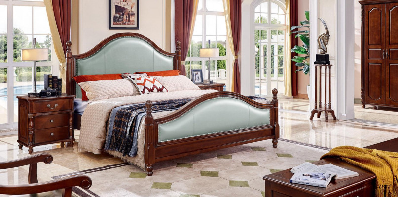 Bed dubbel bed houten bed meubels massief hout slaapkamer houten bedden