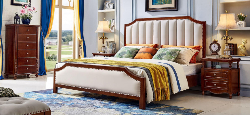 Bed 2x Nightstands 3-piece Bedroom Set Design Classic Luxury