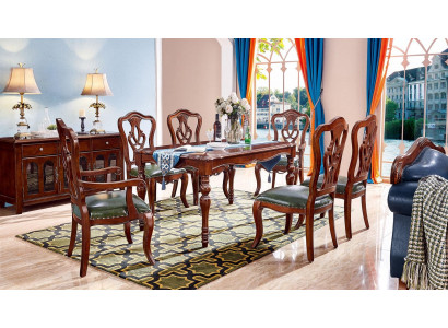 Compleet set van 6 stoelen eetkamergroep houten stoel luxe meubels barok