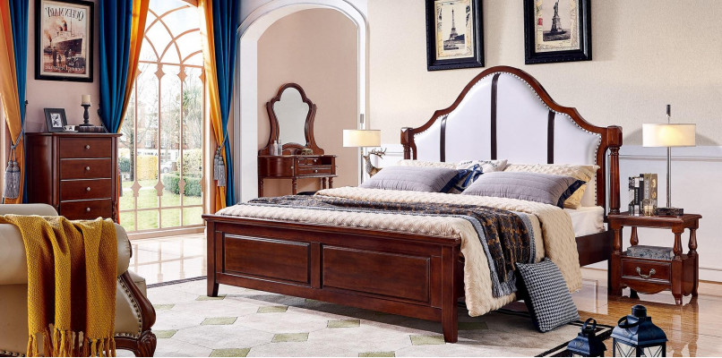 Bed 2 nightstands 3 piece bedroom set Furniture Classic Luxury Beds