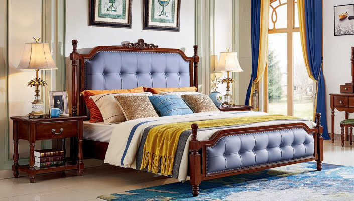 Bed Luxe Slaapkamer Tweepersoonsbed Hout Gestoffeerd Bedframe Chesterfield