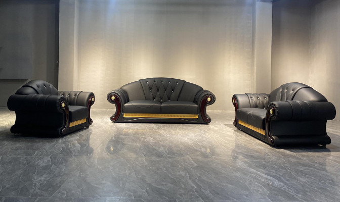 Lederen bankstel 3-dlg. Set bankstel bankgroep meubels woonkamer