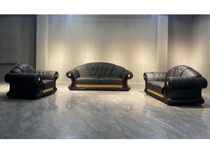 Lederen bankstel 3-dlg. Set bankstel bankgroep meubels woonkamer