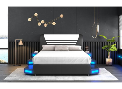Luxe LED-verlichte slaapkamerbed lederen bed 180x200 meubels bedden.