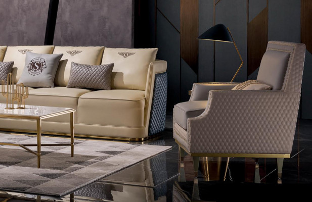 Woonlandschap hoekbank L vorm fauteuil set suite modern sofa leer