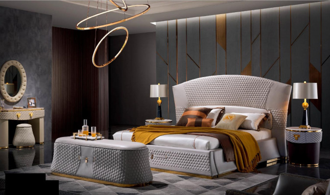 Slaapkamer set compleet Slaapkamermeubilair Kaptafel Nachtkastjes Commode Bed 7-delig