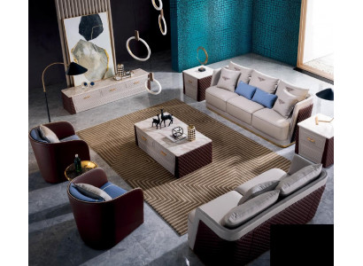 Sofa-set Bank Bank Zitbank 321 zitsbank met salontafel luxe banken