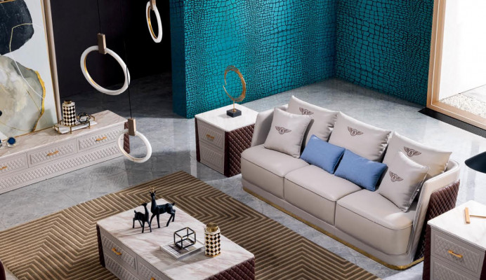 Sofa-set Bank Bank Zitbank 321 zitsbank met salontafel luxe banken