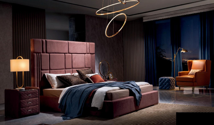 Bed 2x Nachtkastje 3-delige Slaapkamer Set Design Meubels Modern Luxe