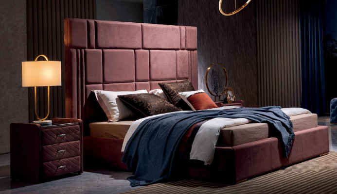 Bed 2x Nachtkastje 3-delige Slaapkamer Set Design Meubels Modern Luxe