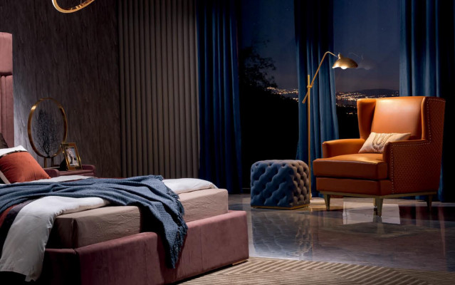Bed 2x Nachtkastje 3-delige Slaapkamer Set Design Meubels Modern Luxe