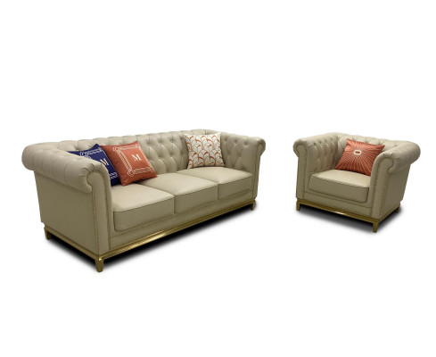 Luxe bankstel Beige bankstel banken fauteuils 3+1 zitter stof design