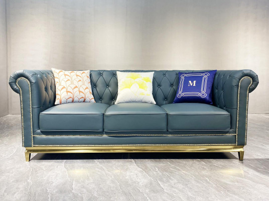 Chesterfield bank Bank meubels Driezitsbanken Stof Roestvrijstalen frame