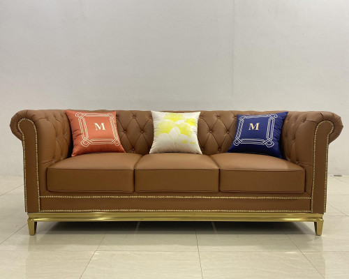 Chesterfield bank Bank meubels Driezitsbanken Stof Roestvrijstalen frame