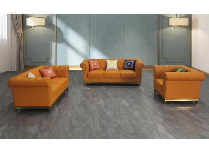 Chesterfield woonkamer bankstel bankstel Luxe set 3+2+1 Oranje Nieuw -> Chesterfield woonkamer bankstel bankstel Luxe set 3+2+1 Oranje Nieuw