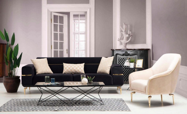 Sofa set Complete zitgroep Bank 3+3+1 zit Fauteuil Stof Bank Banken Nieuw