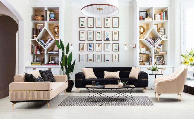 Luxe bankstel ontwerp driezits moderne bank beige bank meubels gestoffeerde loft nieuw