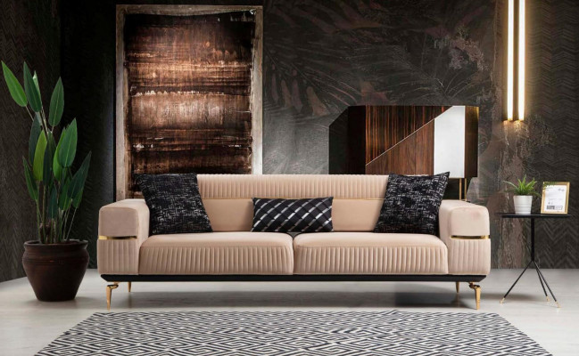 Luxe bankstel ontwerp driezits moderne bank beige bank meubels gestoffeerde loft nieuw