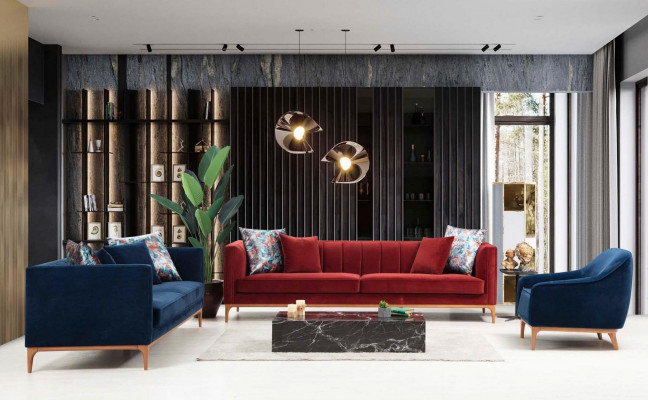 Driedelig bankstel 3-zits bankstellen Luxe zits stof Moderne stijl textielbankstel meubels