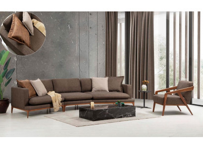 Sofagroep hoekbank fauteuil bank hoekbanken zitplaatsen luxe zitplaatsen set stof nieuw
