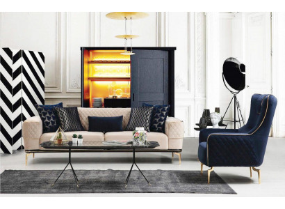 Garnituur bankstel Bank banken 3+1 zits fauteuil stof hout modern polyester
