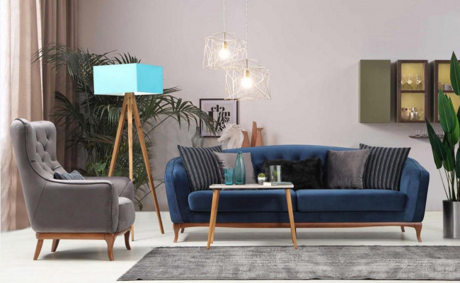 Sofa set bankstel bankstel banken 4+1 zits stof Chesterfield bekleding fluweel set
