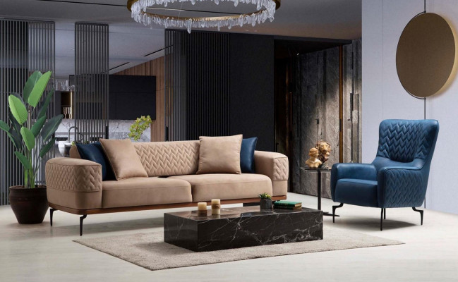 Fauteuil eenzitter luxe 1-zits gestoffeerde zit ontwerper textiel zit stof modern.
