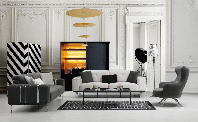 Sofa set luxe bankstel 3+3+1 zitbanken fauteuil stof design meubels nieuw