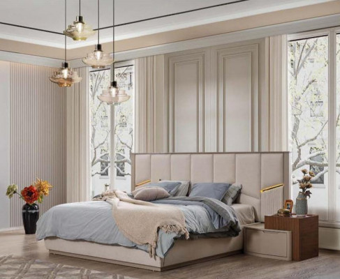 Exclusief tweepersoonsbed Gestoffeerde bedden Slaapkamer Moderne inrichting