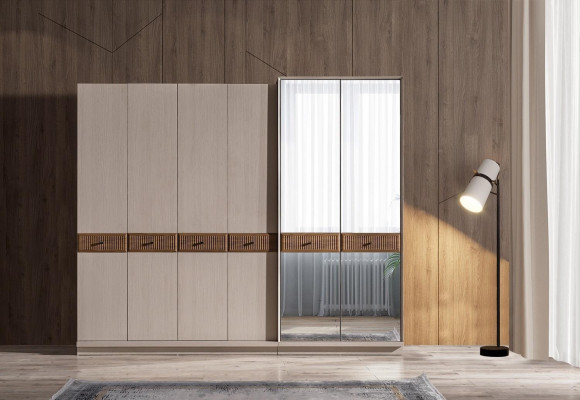 Stijlvolle kledingkast Moderne glazen kast Slaapkamerkasten