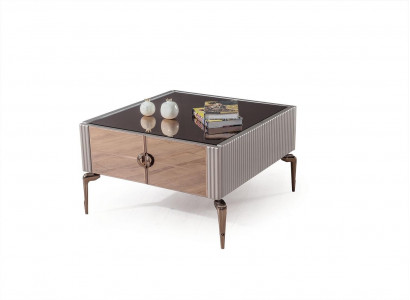 Elegante salontafel met 2 laden, luxueus houten meubel voor de woonkamer.