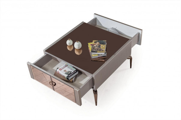 Elegante salontafel met 2 laden, luxueus houten meubel voor de woonkamer.