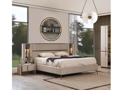 Beige tweepersoons slaapkamerbedden kunstleer houten frame nieuw