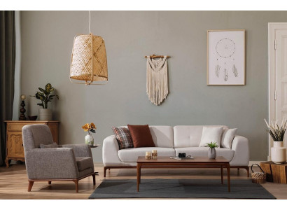 Luxe Wit Sofaset Bank 3-Zits Bank Stoel Stof Modern Modern Set nieuw
