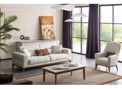 Woonkamer bankstel driezits fauteuil luxe bankstel set 3 1 zits wit.