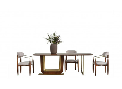 Modern eetkamerset Perfecte eettafel en 4 stoelen in de kleur bruin 5-delig.