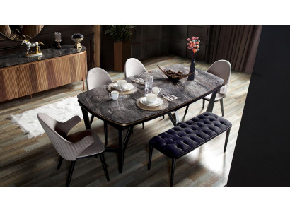 Luxe eetkamerset bestaande uit eettafel en 4 stoelen, nieuwheid 5-delig.