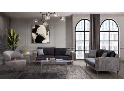 Grijze woonkamerset designer banken luxe salontafel bijzettafel