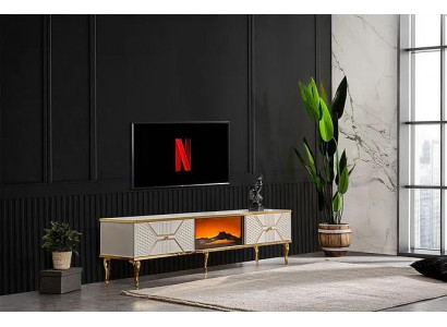 Luxe tv-meubel met witgouden frame van MDF Metaal Wit