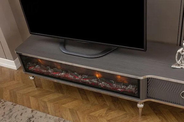 TV-meubel open haard metaal hout MDF spaanplaat luxe meubels nieuw wit RTV