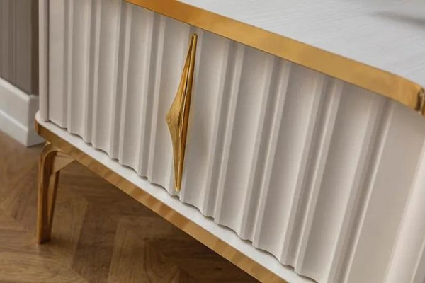 Woonkamer TV-meubel wit + goud MDF dressoir Metaal RTV Luxe Nieuw
