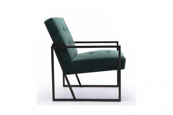 Donkergroene fauteuil woonkamer textiel + metalen poten Luxe meubels Nieuw