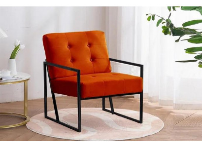 Oranje fauteuil woonkamer luxe meubels hoogwaardige metalen poten textiel nieuw