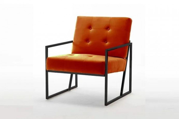 Oranje fauteuil woonkamer luxe meubels hoogwaardige metalen poten textiel nieuw