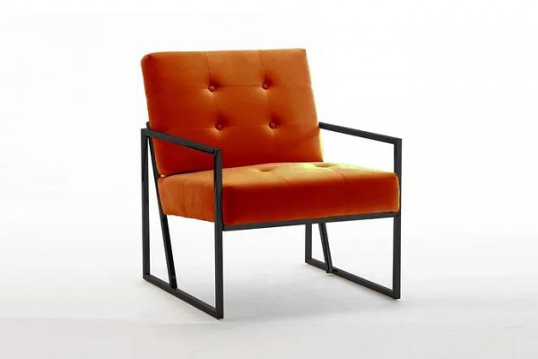 Oranje fauteuil woonkamer luxe meubels hoogwaardige metalen poten textiel nieuw