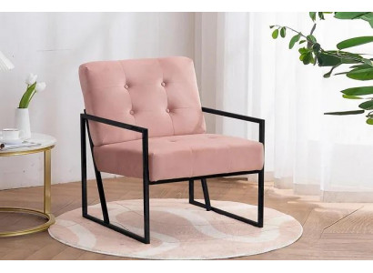 Comfortabele fauteuil 1-zits woonkamer roze textiel bekleding metalen poten