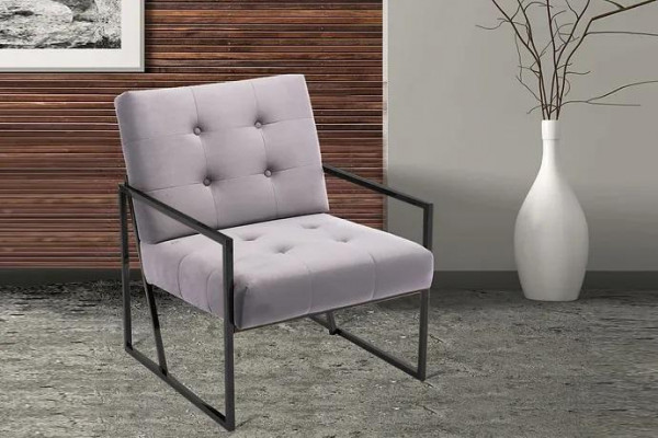 Woonkamer fauteuil Paarse kleur Metalen poten Textiel 1-zits Chesterfield