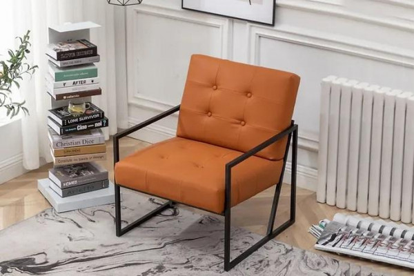 Woonkamer fauteuil Oranje Nieuwe luxe metalen poten Stoffering van textiel