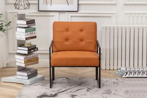 Woonkamer fauteuil Oranje Nieuwe luxe metalen poten Stoffering van textiel